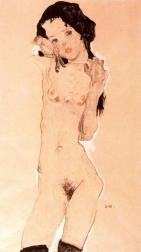Black-Haired-Nude-Girl-Standing-Egon-Schiele-1910